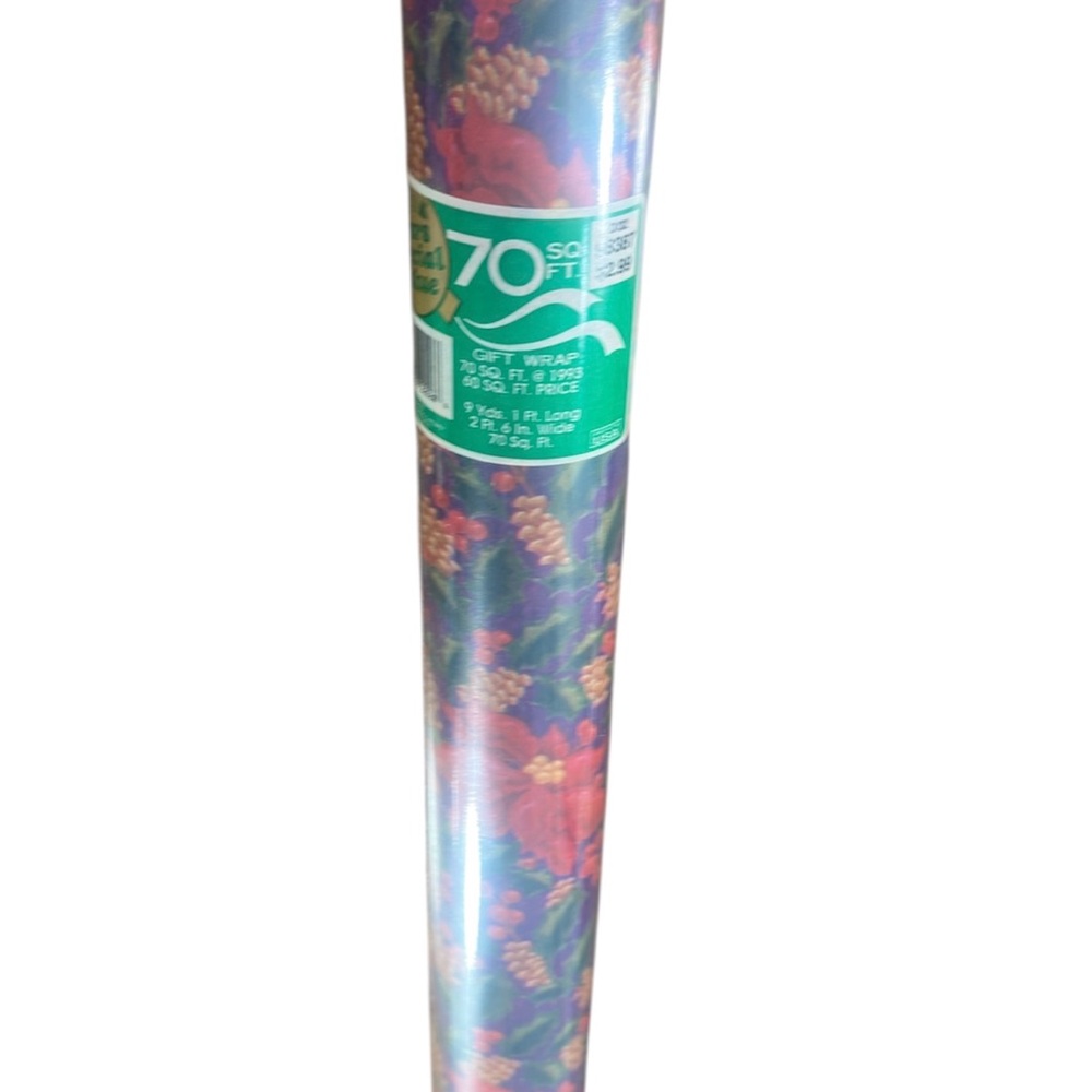 Vintage Cleo Sears Christmas Gift Wrapping Paper Roll 70‎ sqft Made In USA Retro